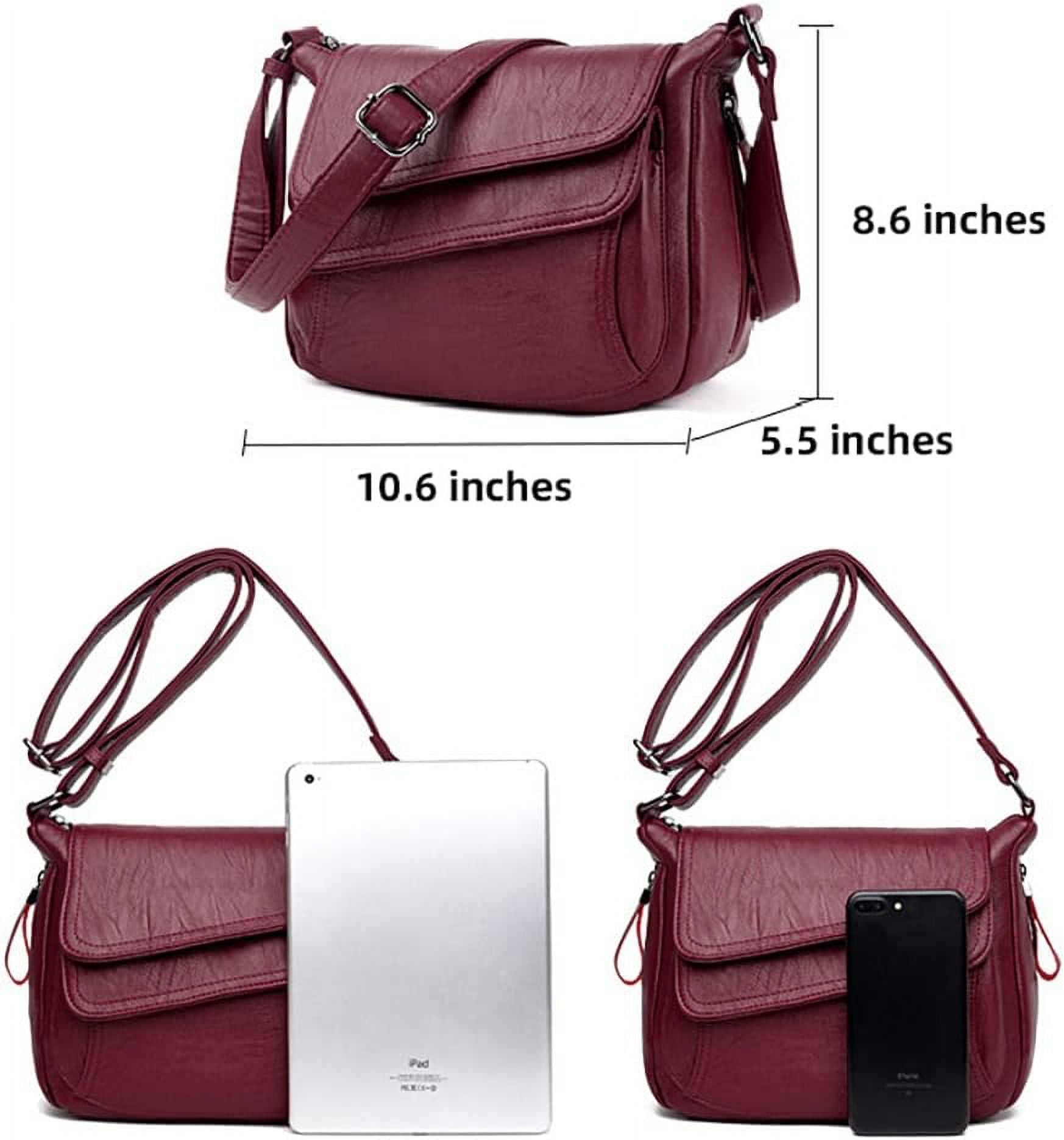 Women's Shoulder Bag Multi Pockets Crossbody Purse Leather Flapover Messenger Satchel  Travel Work Handbag