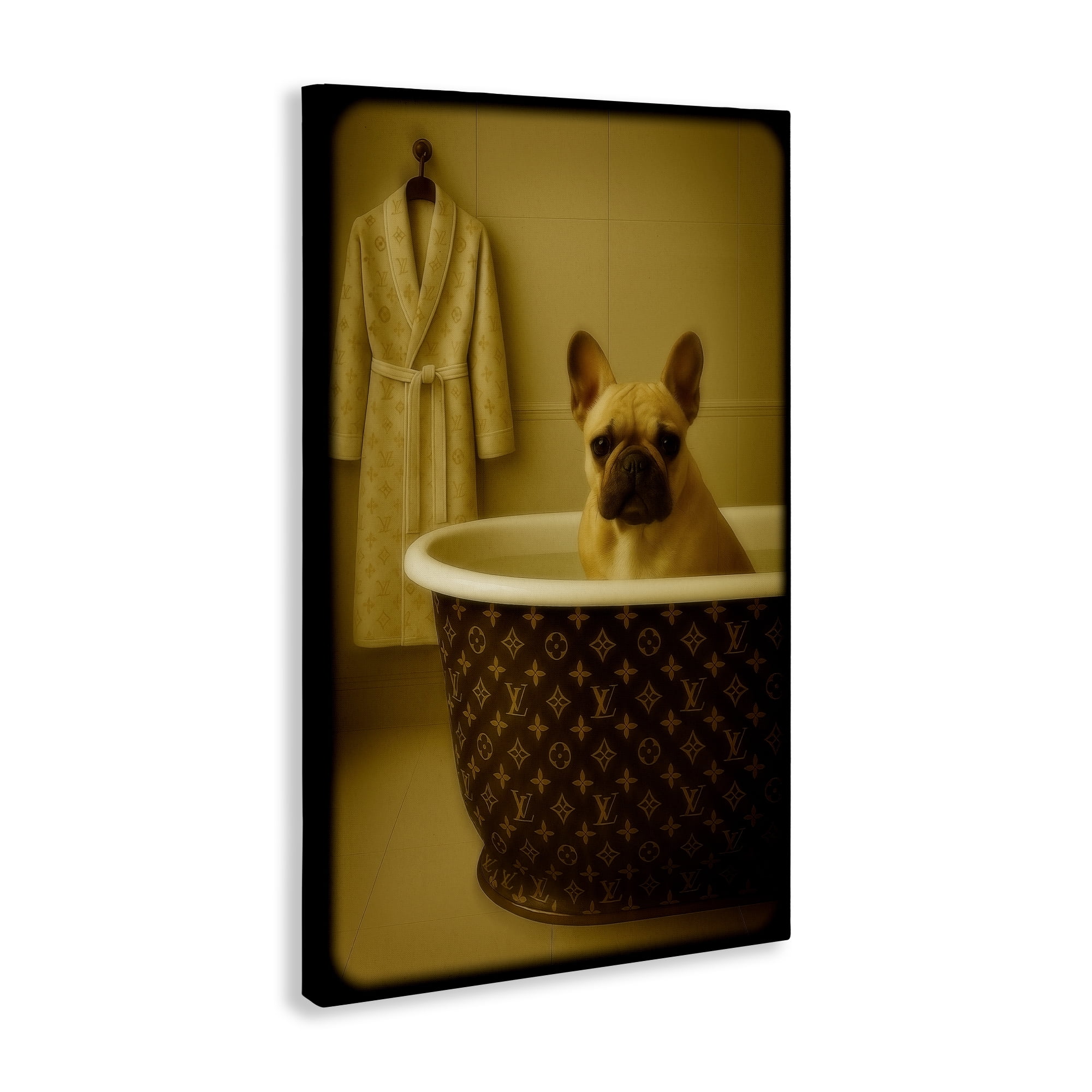 Stupell Industries Couture French Bulldog in Luxury Tub Canvas Wall Art, design by Grotto Studios