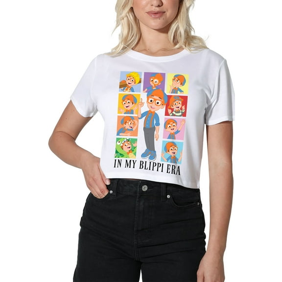 Blippi In My Blippi Era Women's Crop Top T-Shirt, White, Large
