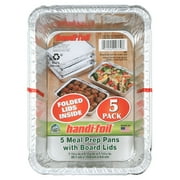 Handi-Foil Aluminum Meal Prep Food Storage Pan with Lids 5 Count Holds up to 36 Fluid Ounces