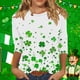 thumbnail image 1 of RKSTN 3/4 Length Sleeve Womens Tops Oversized Crewneck St Patricks Day Lucky Shamrocks Graphic Print T Shirt Womens Casual Plus Size Round Neck Loose Irish Festivities Three Quarter Sleeve Shirt, 1 of 6