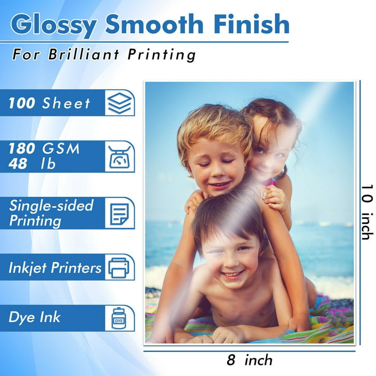 Photo Paper Glossy, 8*10 Inch Photo Paper for Printer Picture, Inkjet  Printing