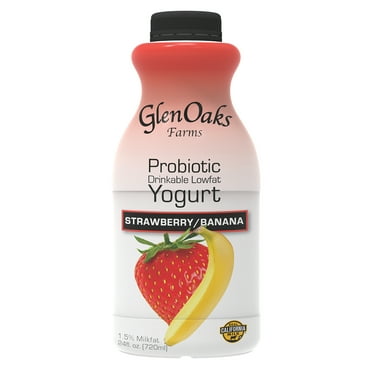 GlenOaks Farms Probiotic Drinkable Lowfat Strawberry and Banana Yogurt, 23 fl oz