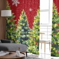 thumbnail image 4 of Red Christmas Semi Sheer Curtains 63 Inch Length 2 Panels Set, Xmas Tree Snowflake Winter Botanical Sheer Kitchen Curtain Privacy Voile Window Curtain for Living Room Bedroom Rod Pocket Drapes, 4 of 7
