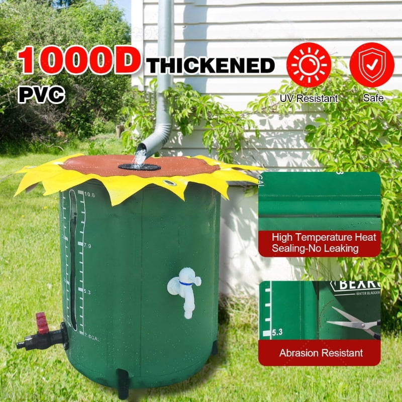 AOOOWER Portable Rainwater Collector Foldable Design Heavy Duty PVC Materials 13 Gallon Capacity For Plant Yard Irrigation Needs