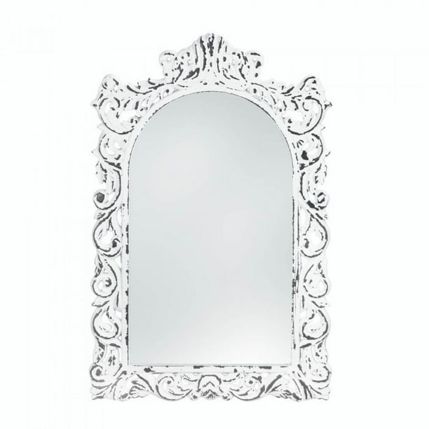 Distressed White Ornate Wall Mirror Com Distressed White Ornate Wall Mirror, Distressed Black Bathroom Mirror