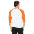 thumbnail image 3 of The Bella + Canvas Unisex 3/4 Sleeve Baseball T-Shirt - WHT/ NEON ORANGE - XS, 3 of 4