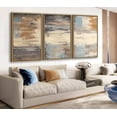 thumbnail image 3 of Large Abstract Framed Wall Art - Canvas Wall Art Pictures Prints for Living Room Decor Natural Float Framed Artwork for Bedroom Kitchen Home Office Decoration 60" X 28" Set of 3 Blue Grey, 3 of 6