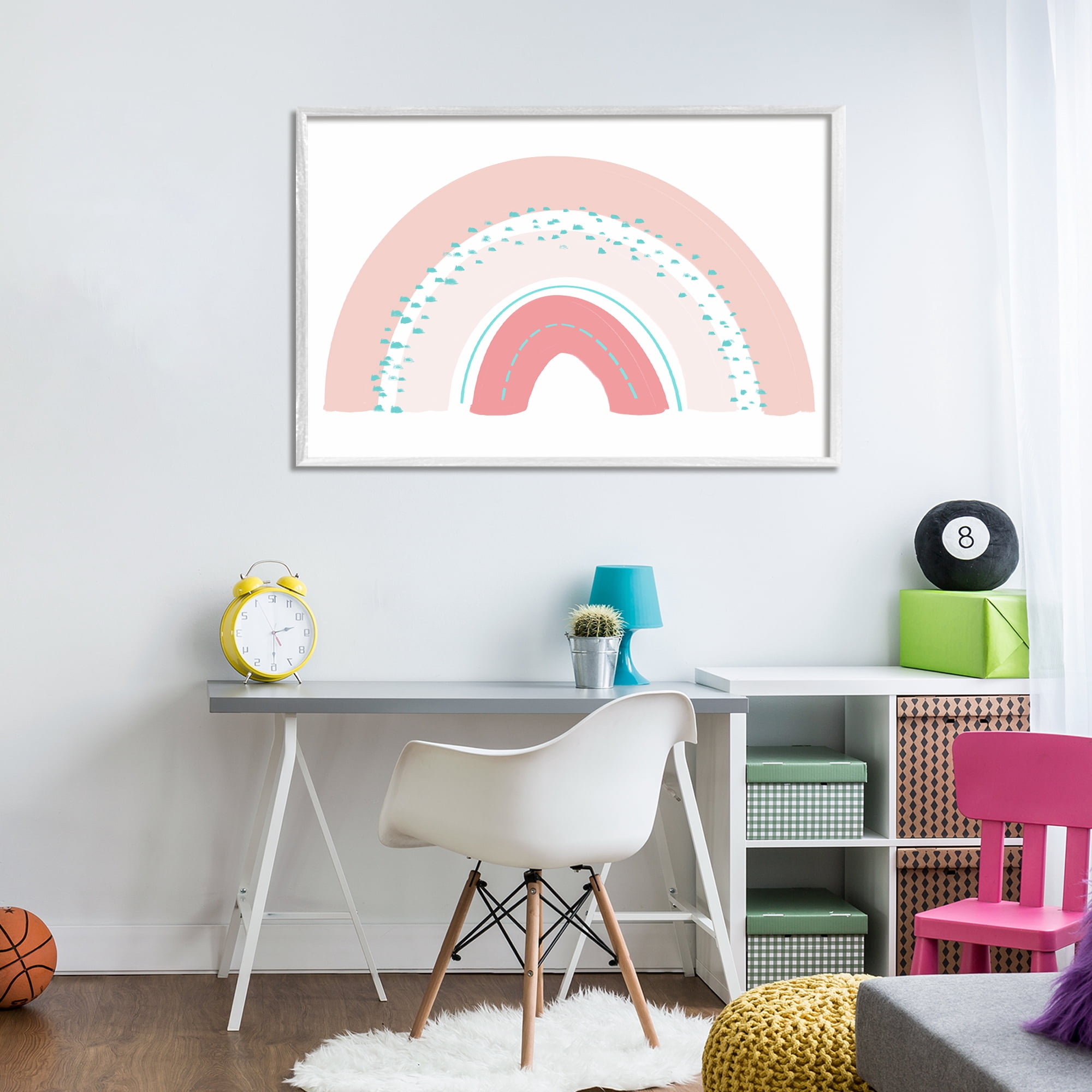 Stupell Industries Pink Rainbow with Speckles White Framed Giclee Art, design by Emily Navas