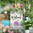 thumbnail image 3 of Summer Spring Hydrangea House Flag Double Sided 28x40 Inch, Purple Blue Flower Floral Welcome Garden Flag Burlap Vertical Seasonal Farmhouse Yard Outdoor Decoration (Large), 3 of 5