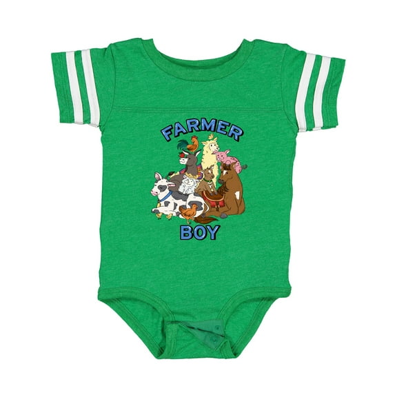 Inktastic Farmer Boy with Happy Farm Animals Boys or Girls Baby Bodysuit