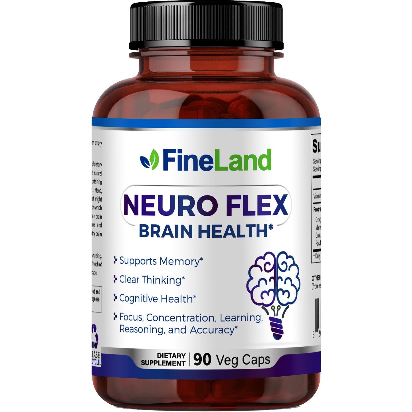 Fineland Vitamins Neuro Flex Brain Function Supplement for Adults, 90 Veggie Capsules