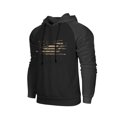 thumbnail image 2 of Men's Dark Color Hooded Sweatshirt with Long Flag Print, Casual Drawstring Pullover Including Pockets, Fall Spring Versatile Streetwear,Gray,XL, 2 of 7