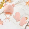 thumbnail image 3 of Sombrero de punto cálido de invierno , y grueso para recién nacido, Rosado Zulema Kids Knit Hat and Gloves, 3 of 7