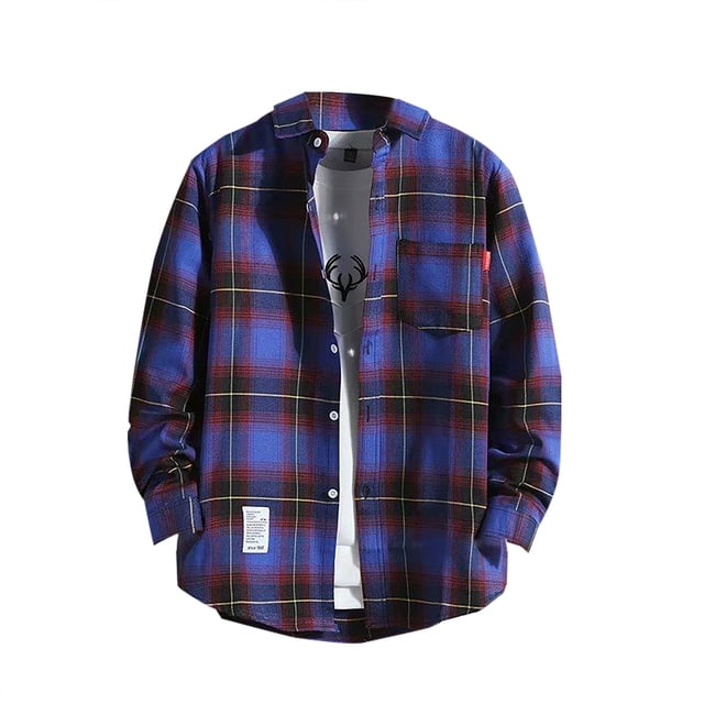 Ketyyh-chn99 Chemise Imprimée Décontractée pour Homme à Manches Longues Coupe Régulière Chemise d'Hiver à Manches Longues à Simple Col Taille pour m, Violet