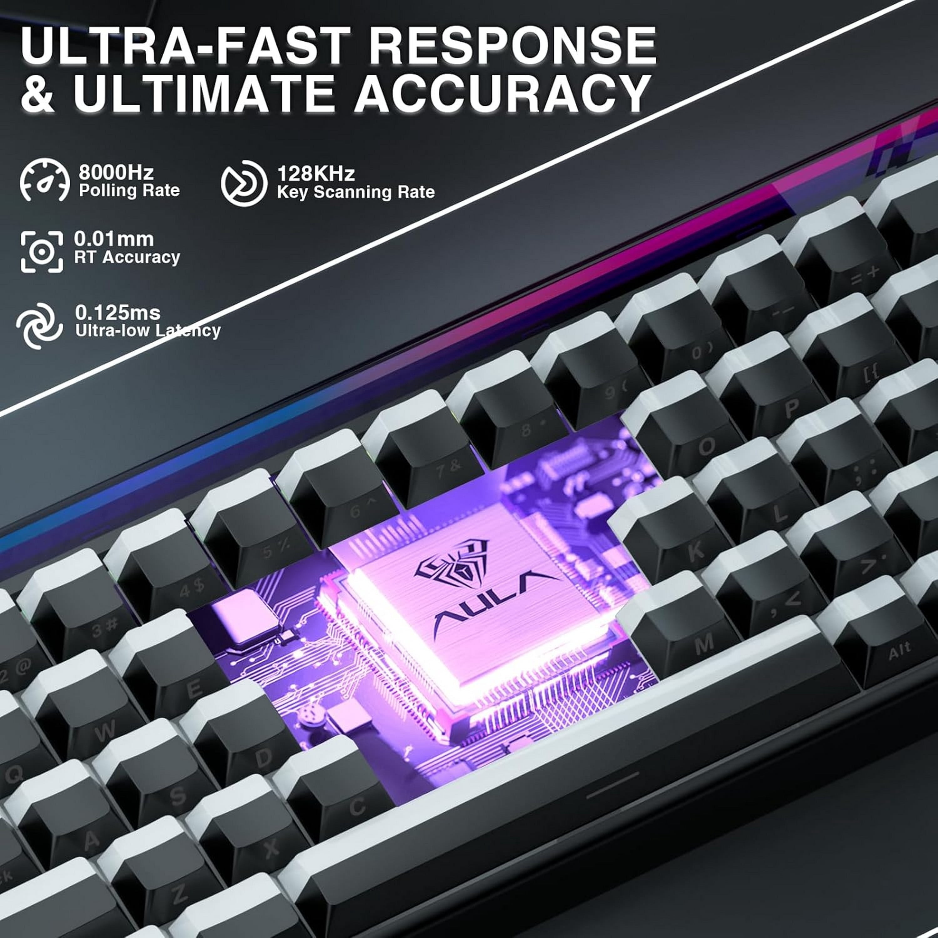 AULA Hero68 HE 60-Key Wired Hall Effect Gaming Keyboard, Magnetic Switch, RGB, Rapid Trigger and Response, Adjustable Actuation