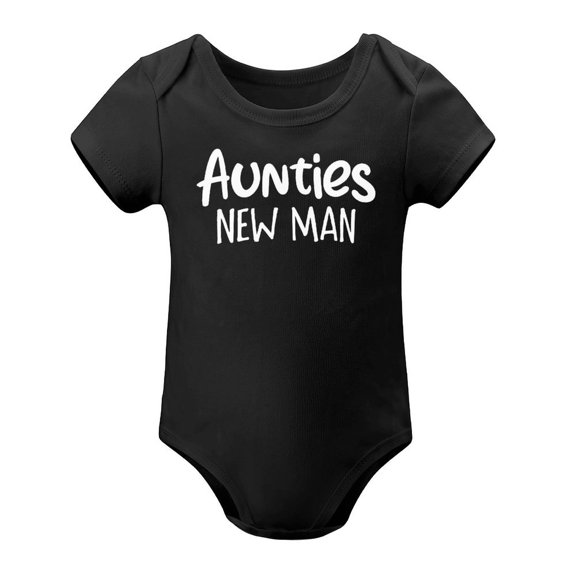 Aunties New Man - Baby Clothes - Funny Newborn Bodysuit Outfits for Boys Black-style 12months