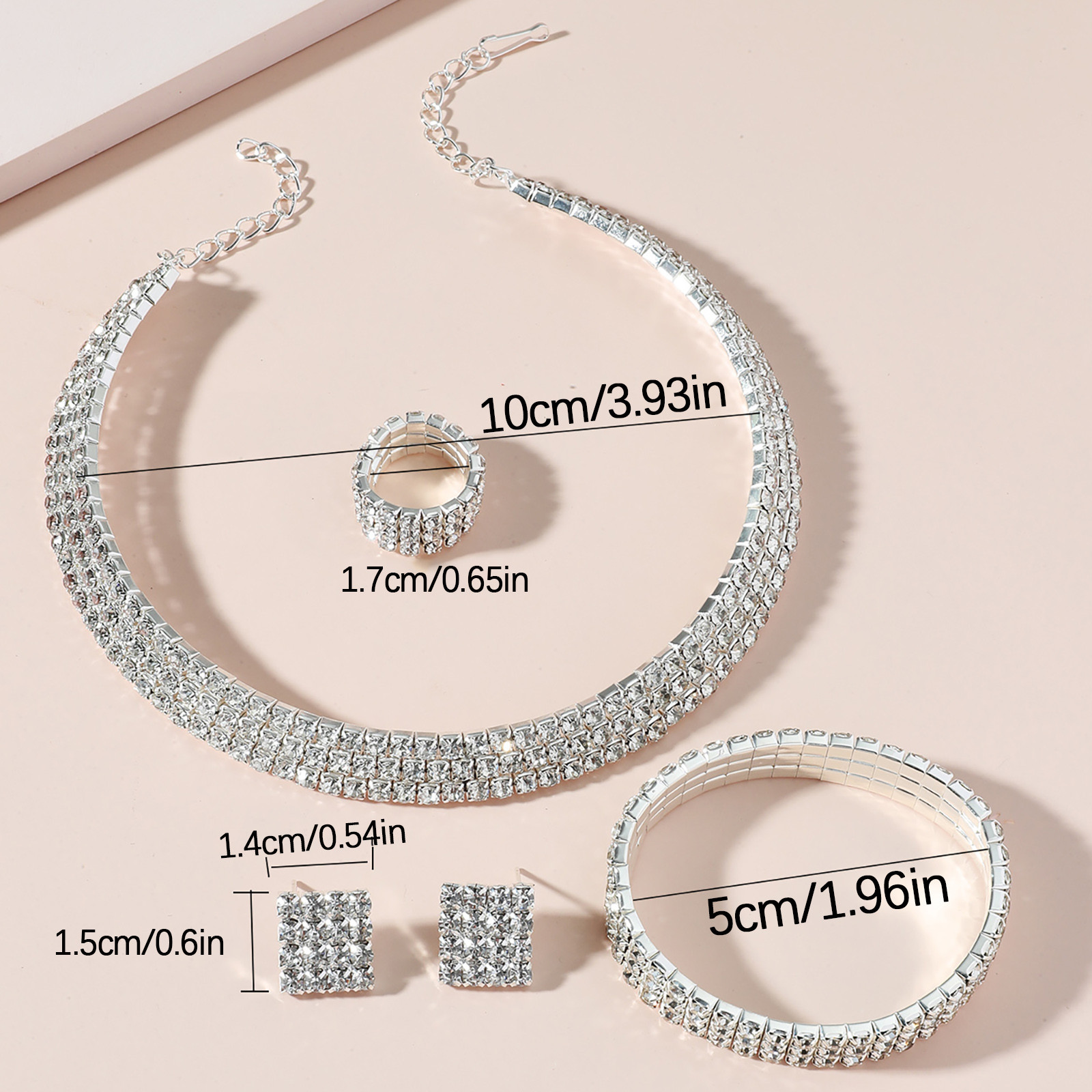 Kayannuo Necklaces for Women Christmas Clearance Women'S Rhinestone Earrings Water Drop Necklace Earrings Set Silver Accessories Birthday Gifts for Women - image 4 of 6