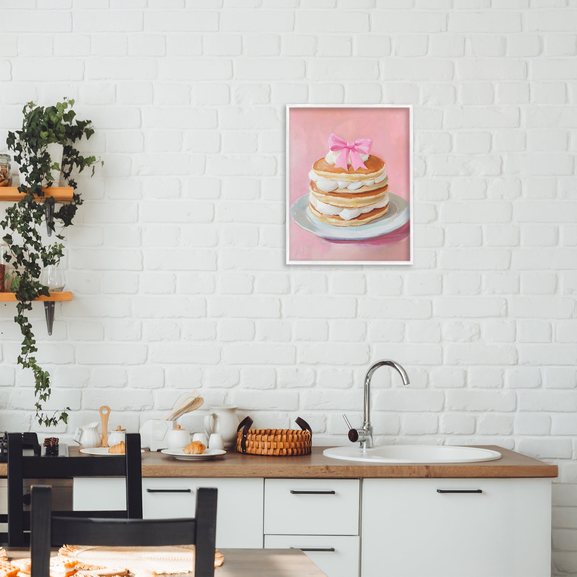 Stupell Industries Coquette Pancakes with Whipped Cream White Framed Giclee Art, design by The Prints Vibe