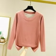 thumbnail image 1 of Ropa interior térmica Tops de moda para mujer de invierno de manga larga con cuello redondo cómodos sólidos blusas regulares para mujer blusa de poliéster, 1 of 6