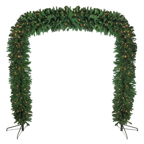 Northlight 9' x 8' Prelit Artificial Christmas Commercial Pine Archway Decoration - Clear Lights