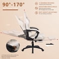 thumbnail image 4 of Dowinx PU Leather Gaming Chair with Massage Lumbar Support High Back Adjustable Office PC Chair Swivel Task Computer Chair with Footrest, White, 4 of 5