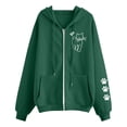 thumbnail image 3 of AKOEE Women's Oversized Zip Up Hoodie Jackets with Pockets Long Sleeve Cat Printed Baggy Y2k Sweatshirt Coat (S, Green), 3 of 7