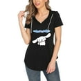 thumbnail image 2 of CINNAMOROLL Women's T shirts Casual V Neck Short Sleeve Cap Loose Summer Tunic Tops, 2 of 4