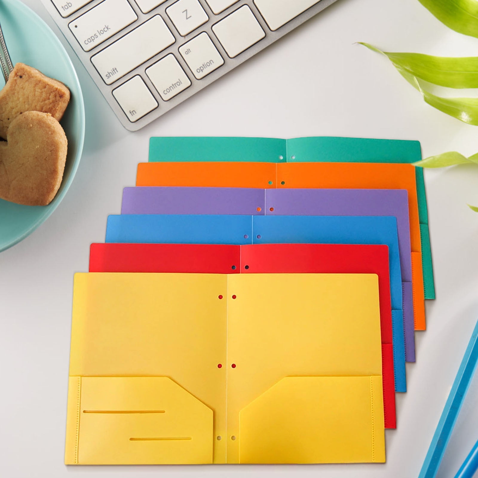 5 Packs Heavy Duty Plastic Folders With Pockets Letter Size File Folders for Office School Documents Organization Waterproof Binder Folder for Business Card Storage