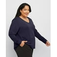 thumbnail image 2 of Hanes Women's Long Sleeve V-Neck Cotton T-Shirt (Plus Size) Navy 2X, 2 of 4
