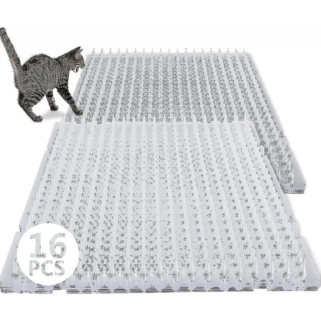 Paquete de 16 alfombrillas repelentes de gatos para exteriores Alfombrillas de plástico para gatos y perros con púas Alfombrilla de entrenamiento disuasoria con púas transparentes Alfombrill
