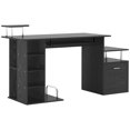 thumbnail image 1 of Black Wood Grain Computer Desk with Storage - Office Workstation Table, Keyboard Tray & CPU Stand - 59.75" L x 23.5" W - Home & Office Use, 1 of 7