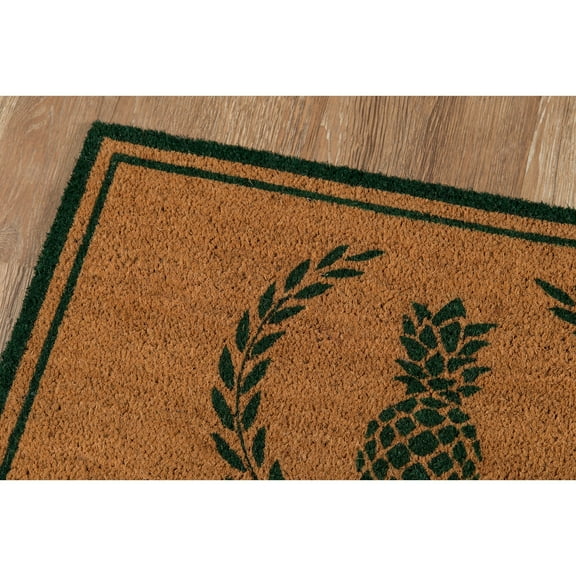 Erin Gates by Momeni Park Pineapple Green Hand Woven Natural Coir Doormat 1'6" X 2'6"