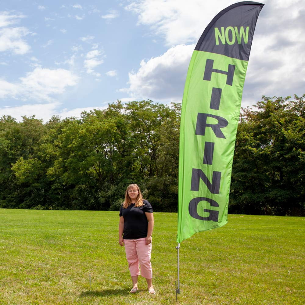 Vispronet Now Hiring Feather Flag 3 Pack, 13.5ft, Green and Black