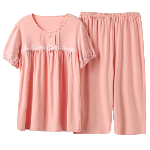 Cameland Ensemble de Pyjama pour Femmes Décontracté Haut à Manches Courtes avec Pantalon Tenue d'Intérieur Ensemble de Pyjama 2 Pcs