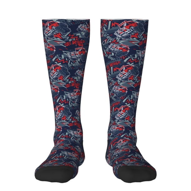 Fotbe Cool Red Off-Road Vehicle Calcetas Divertidas Estampadas para Hombre y Mujer, Calcetas de Algodón hasta la Rodilla para Caminar, Correr, Enfermería y Embarazo