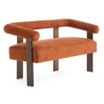 thumbnail image 3 of Christopher Knight Home 53" Curved Arm Upholstery Loveseat, Wood Frame, Modern Accent Sofa, Dark Orange+Brown, 3 of 9
