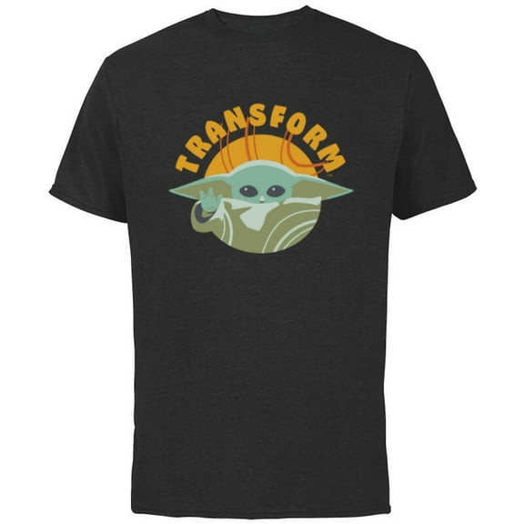 Star Wars The Mandalorian Grogu Transform - Short Sleeve Cotton T-Shirt for Adults - Customized-Black