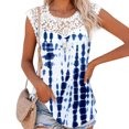 thumbnail image 1 of Camiseta Floral Estampado De Costuras De Encaje Tops De Cuello Redondo para Mujer Top Corto Floral Lavable A Máquina para Vacaciones Viajes Oficina Flor 6 M, 1 of 6