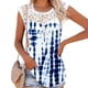 thumbnail image 1 of Camiseta Floral Estampado De Costuras De Encaje Tops De Cuello Redondo para Mujer Top Corto Floral Lavable A Máquina para Vacaciones Viajes Oficina Flor 6 S, 1 of 6