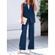 thumbnail image 4 of Conjuntos de 2 Piezas para Mujer: Chaleco Sin Mangas y Pantalón , Conjunto de Blazer Informal de Negocios. Azul Marino L, 4 of 6
