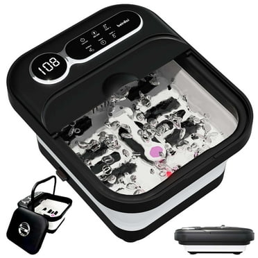 Beinilai Collapsible Foot Spa Bath Massage with Heat,Temperature Control,6 Massage Roller,Bubble and Removable Pedicure Stone for Care Feet