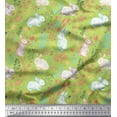thumbnail image 1 of Soimoi Green Heavy Canvas Fabric Leaves & Rabbit Animal Printed Craft Fabric by the Yard 58 Inch Wide, 1 of 3