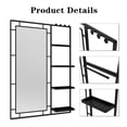 thumbnail image 4 of Hassch Modern Rectangular Wall Mounted Mirror with Storage Shelves, Towel Bar and 4 Hooks, Black Metal Frame Vanity Mirror for Bathroom, 30x44 Inches, 4 of 10