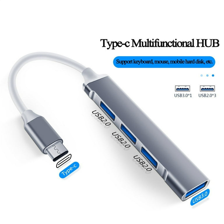 USB Hub, 4-Port USB 3.0 Hub Splitter with 2 ft Extended Cable, Ultra Slim  Data USB Extender with Individual Power Switches and LED