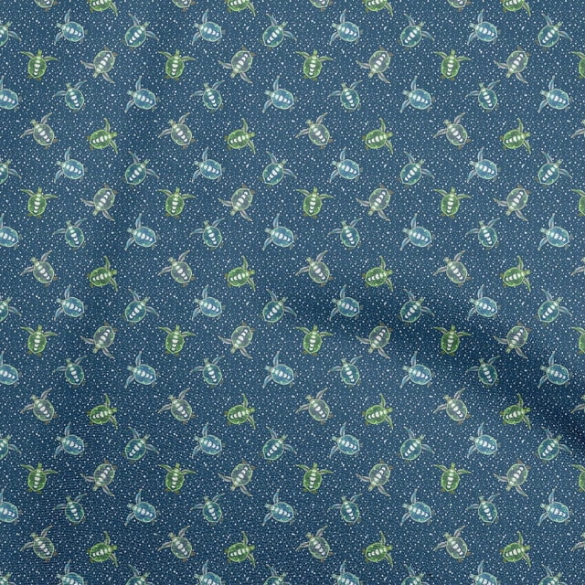 oneOone Viscose Chiffon Navy Blue Fabric Tortoise Sewing Craft Projects Fabric Prints By Yard 42 Inch Wide