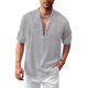 thumbnail image 1 of Camisa Henley De Lino Con Cuello Alto, Manga Larga, Casual,, 1 of 6