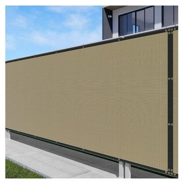 Heavy Duty Privacy Screen Fence 98% Blockage Solid Sand 4'x8' Brass Grommets w/3-Year Warranty 180 GSM