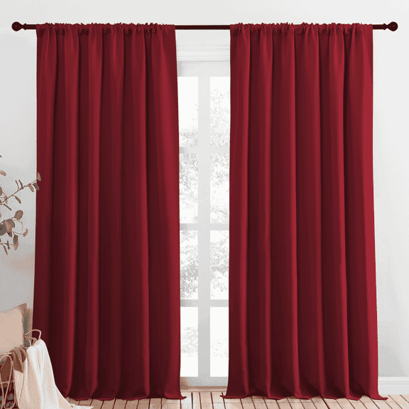 NICETOWN Red Blackout Curtains Rod Pocket Curtain Panels Thermal Insulated Window Treatments for Bedroom 70x95 inch 2 Panels