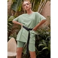thumbnail image 2 of Glamaker - Conjunto de 2 piezas para mujer, camiseta informal de gran tamaño, pantalones cortos de motorista, ropa deportiva para entrenamiento Ormromra WMZL-2058-10, 2 of 6